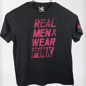 Under Armour Power In Pink HeatGear Mens T-Shirt "Real Men Wear Pink" Size XL